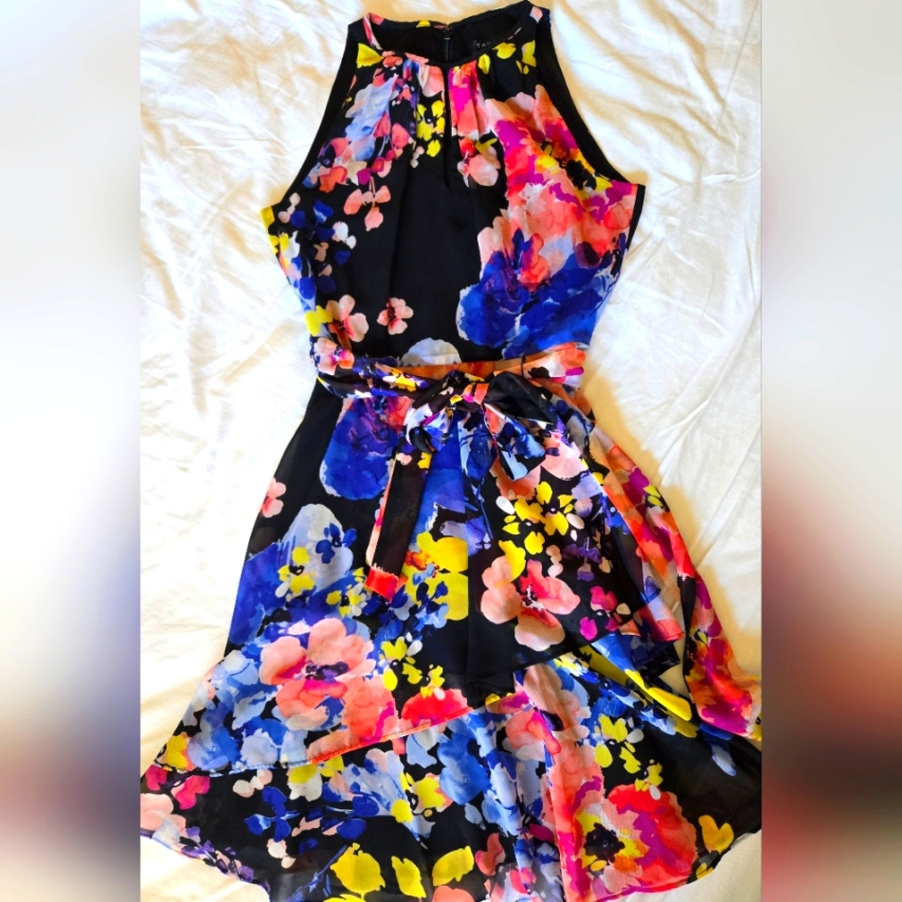 Floral Sleeveless Dress - Multicolor Size 4